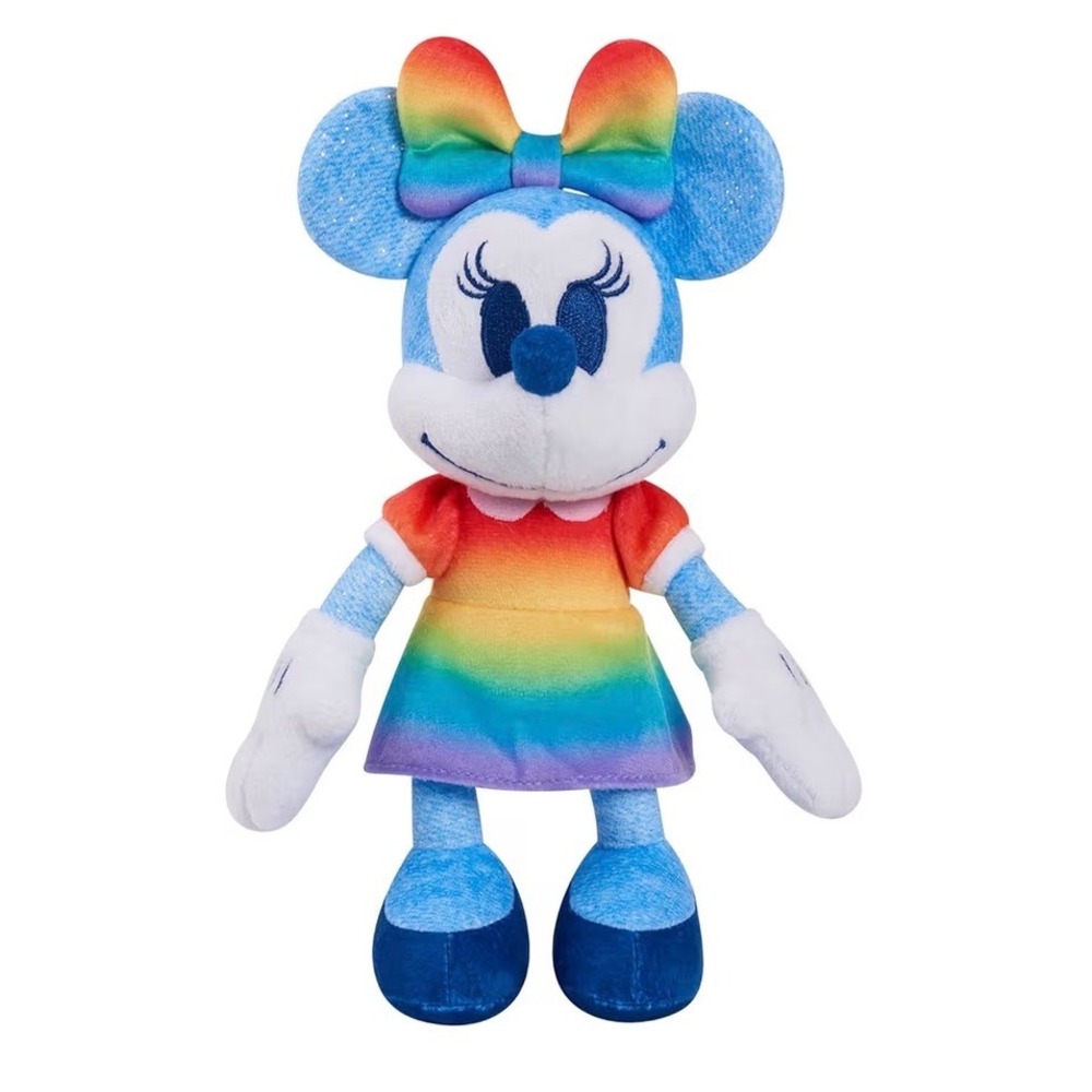 Disney Minnie Mouse Rainbow Plush Toy Pride Collection Multicolor‎ Sparkle Bow